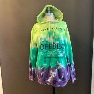 Men’s Offbeat Tie Dye hoodie With Embroidery purple green and light green size M